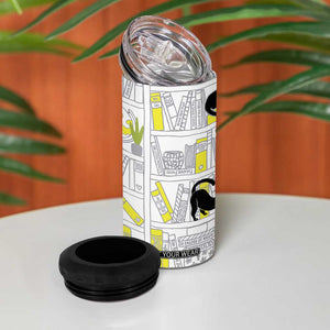 Book Lovers Gifts 4 in 1 Can Cooler Tumbler Library Cat Bookish Gifts For Readers Librarian TB10 Print Your Wear