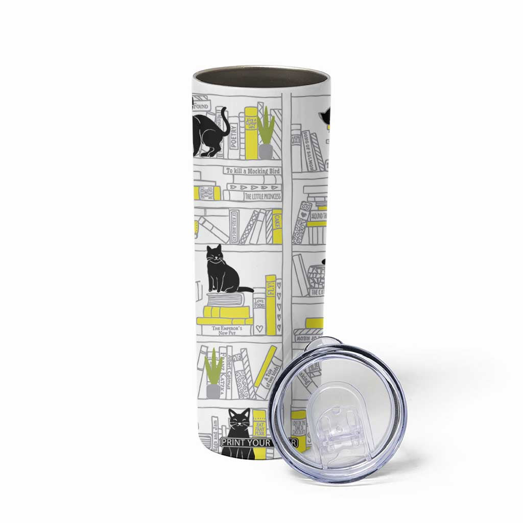 Book Lovers Gifts Skinny Tumbler Library Cat Bookish Gifts For Readers Librarian TB10 Print Your Wear