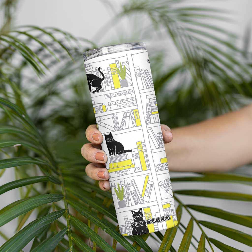 Book Lovers Gifts Skinny Tumbler Library Cat Bookish Gifts For Readers Librarian TB10 Print Your Wear
