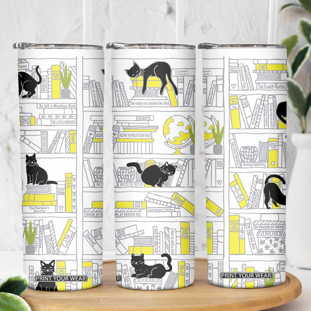 Book Lovers Gifts Skinny Tumbler Library Cat Bookish Gifts For Readers Librarian TB10 Print Your Wear