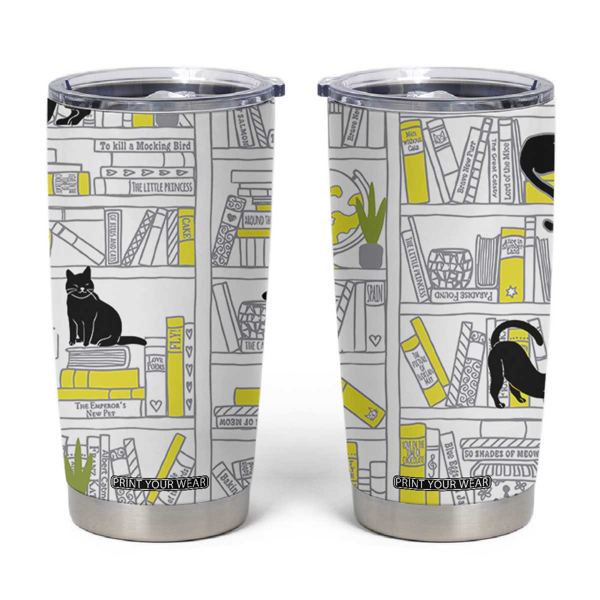 Book Lovers Gifts Tumbler Cup Library Cat Bookish Gifts For Readers Librarian TB10 White Print Your Wear