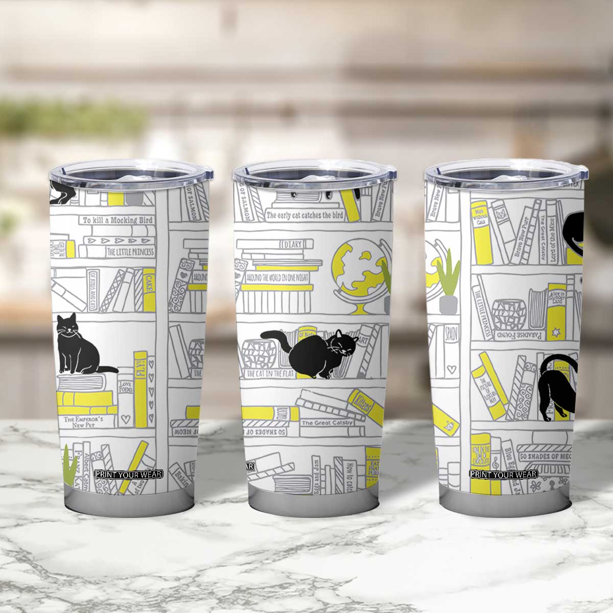 Book Lovers Gifts Tumbler Cup Library Cat Bookish Gifts For Readers Librarian TB10 Print Your Wear