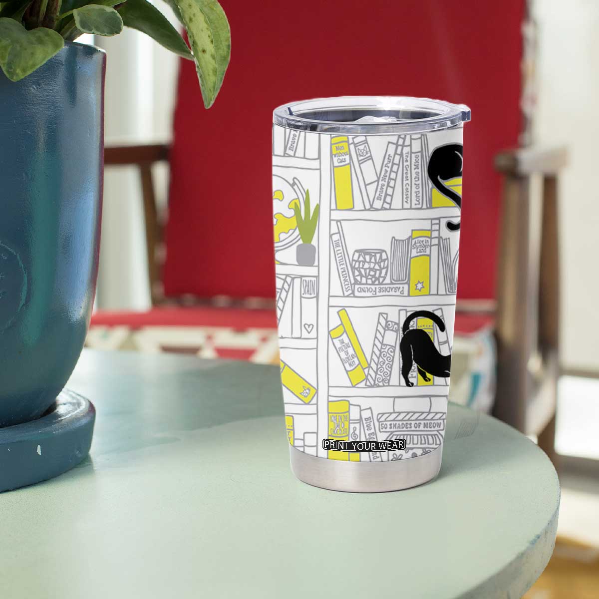 Book Lovers Gifts Tumbler Cup Library Cat Bookish Gifts For Readers Librarian TB10 Print Your Wear