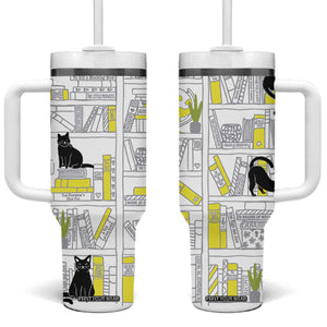 Book Lovers Gifts Tumbler With Handle Library Cat Bookish Gifts For Readers Librarian TB10 One Size: 40 oz White Print Your Wear