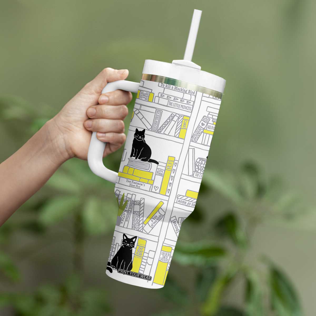 Book Lovers Gifts Tumbler With Handle Library Cat Bookish Gifts For Readers Librarian TB10 Print Your Wear