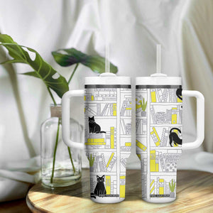 Book Lovers Gifts Tumbler With Handle Library Cat Bookish Gifts For Readers Librarian TB10 Print Your Wear