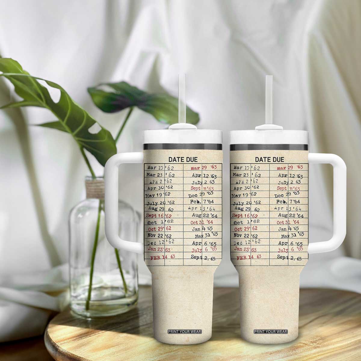 Library Due Date Card Tumbler With Handle Bookish Gifts For Readers Librarian TB10 Print Your Wear
