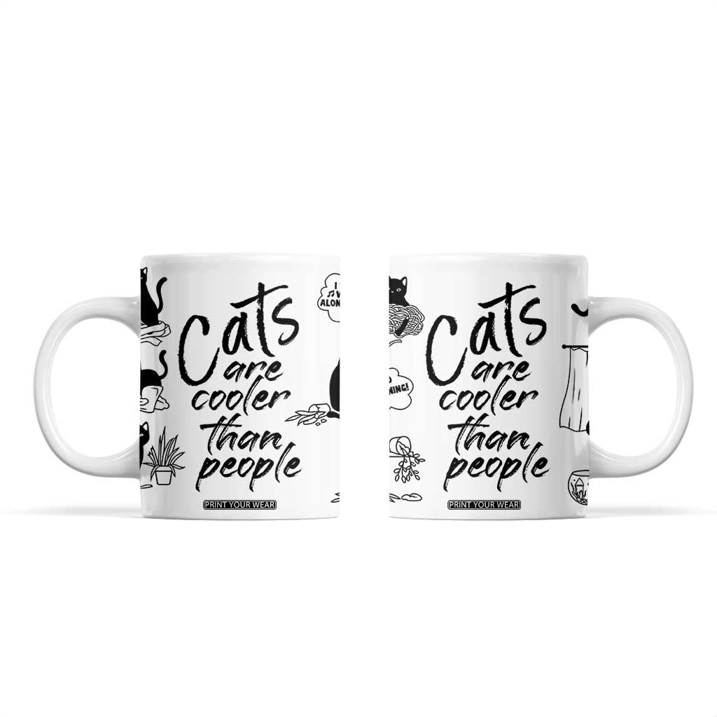 Cat Lover Gifts Coffee Mug Cats Are Cooler Than People Black Cat Mom TB10 White Print Your Wear