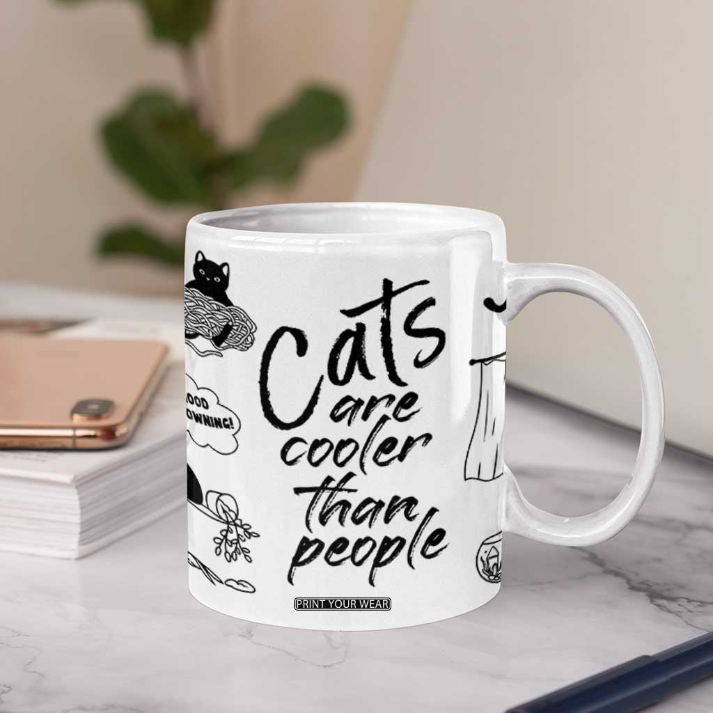 Cat Lover Gifts Coffee Mug Cats Are Cooler Than People Black Cat Mom TB10 Print Your Wear