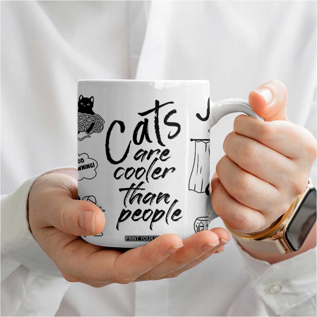Cat Lover Gifts Coffee Mug Cats Are Cooler Than People Black Cat Mom TB10 Print Your Wear