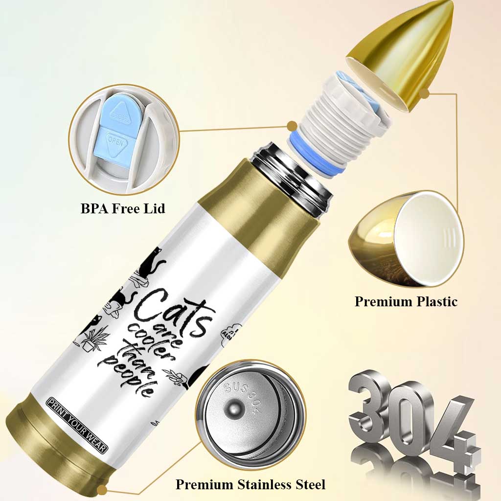 Cat Lover Gifts Bullet Tumbler Cats Are Cooler Than People Black Cat Mom TB10 Print Your Wear