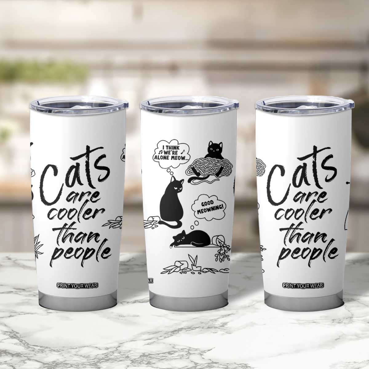 Cat Lover Gifts Tumbler Cup Cats Are Cooler Than People Black Cat Mom TB10 Print Your Wear