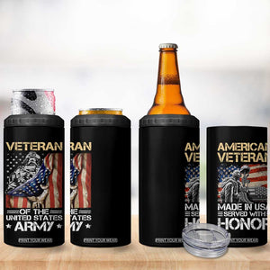 Veteran Of The United States Army 4 in 1 Can Cooler Tumbler Vintage American Flag TB10 Print Your Wear