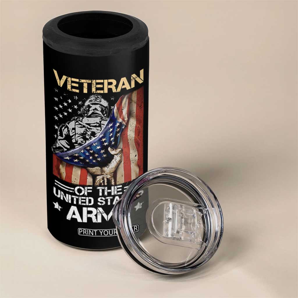 Veteran Of The United States Army 4 in 1 Can Cooler Tumbler Vintage American Flag TB10 Print Your Wear