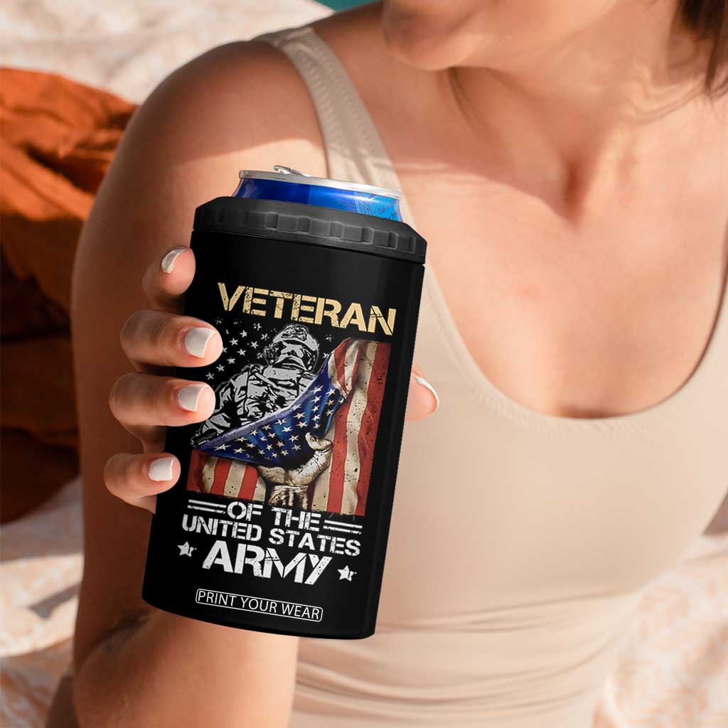 Veteran Of The United States Army 4 in 1 Can Cooler Tumbler Vintage American Flag TB10 Print Your Wear
