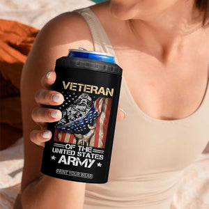 Veteran Of The United States Army 4 in 1 Can Cooler Tumbler Vintage American Flag TB10 Print Your Wear