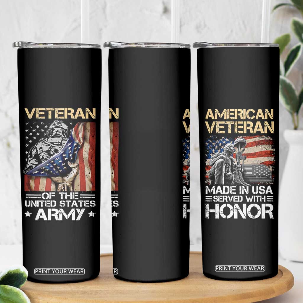 Veteran Of The United States Army Skinny Tumbler Vintage American Flag TB10 Print Your Wear