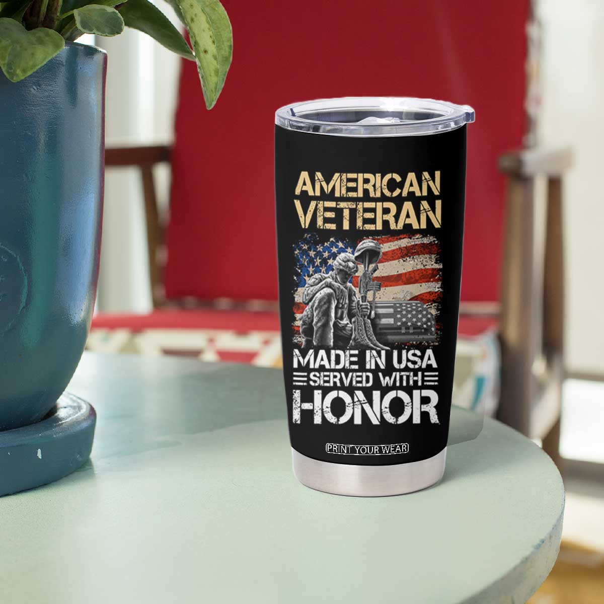 Veteran Of The United States Army Tumbler Cup Vintage American Flag TB10 Print Your Wear