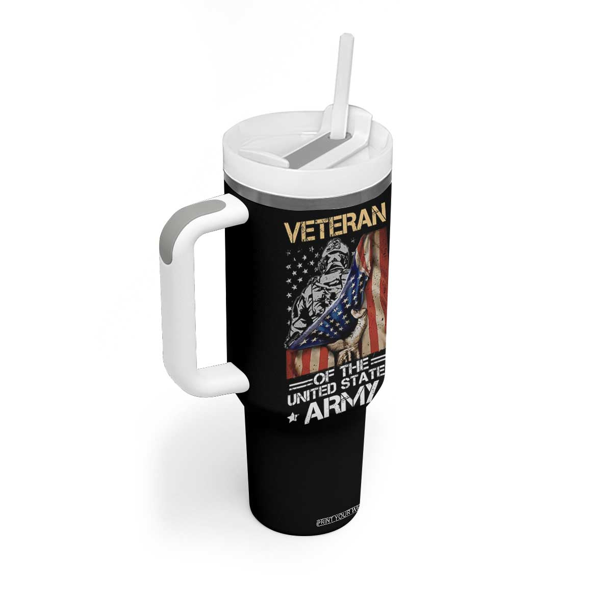 Veteran Of The United States Army Tumbler With Handle Vintage American Flag TB10 Print Your Wear