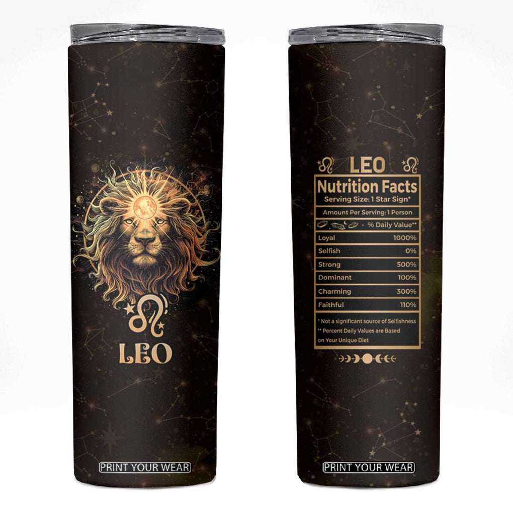 Leo Birthday Skinny Tumbler Born in July August Lion Zodiac Symbol Horoscope Astrology TB10 Brown Print Your Wear