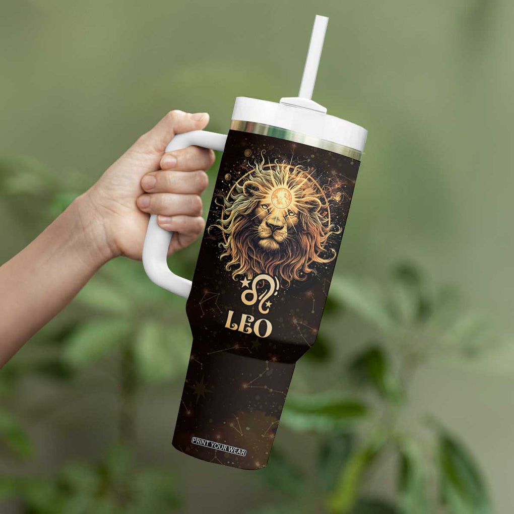 Leo Birthday Tumbler With Handle Born in July August Lion Zodiac Symbol Horoscope Astrology TB10 Print Your Wear