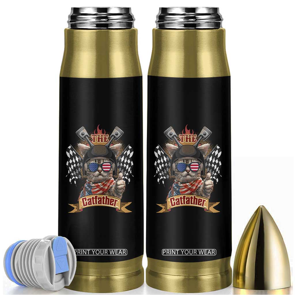 The Catfather Bullet Tumbler Best Cat Dad Ever Funny Father's Day Cat Lover Gift TB10 Black Print Your Wear
