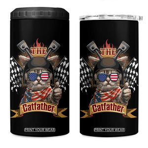 The Catfather 4 in 1 Can Cooler Tumbler Best Cat Dad Ever Funny Father's Day Cat Lover Gift TB10 One Size: 16 oz Black Print Your Wear