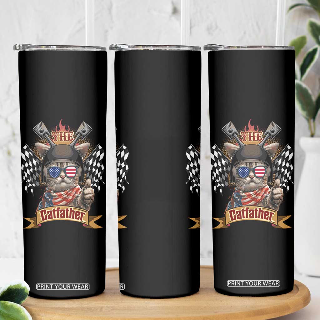 The Catfather Skinny Tumbler Best Cat Dad Ever Funny Father's Day Cat Lover Gift TB10 Print Your Wear