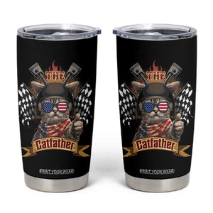 The Catfather Tumbler Cup Best Cat Dad Ever Funny Father's Day Cat Lover Gift TB10 Black Print Your Wear