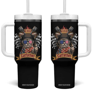 The Catfather Tumbler With Handle Best Cat Dad Ever Funny Father's Day Cat Lover Gift TB10 One Size: 40 oz Black Print Your Wear