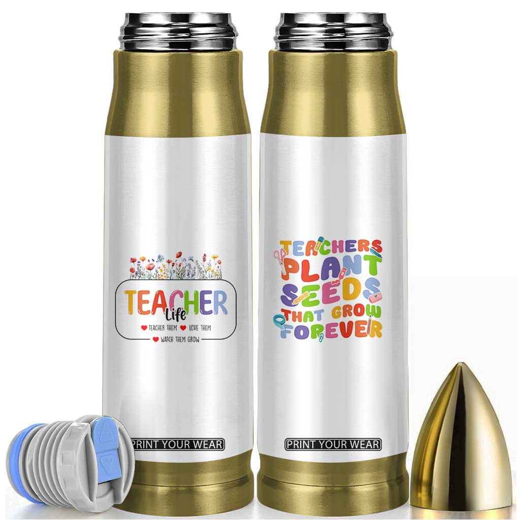 Teacher Life Bullet Tumbler Thank You For Helping Me Grow Best Teacher Appreciation Gifts TB10 White Print Your Wear