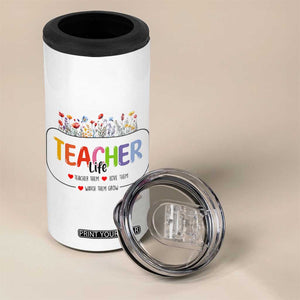 Teacher Life 4 in 1 Can Cooler Tumbler Thank You For Helping Me Grow Best Teacher Appreciation Gifts TB10 Print Your Wear