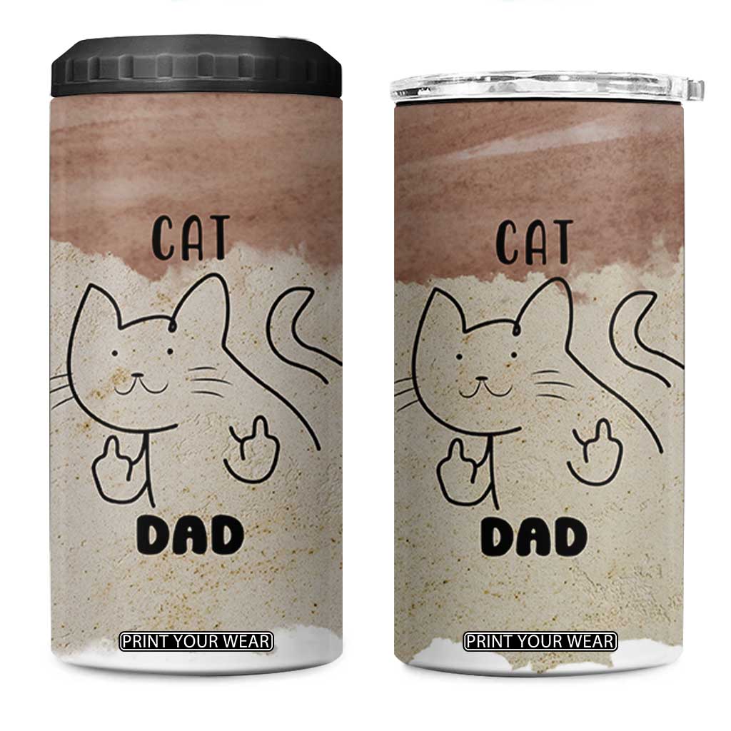 Funny Cat Dad 4 in 1 Can Cooler Tumbler Father's Day Cat Lover Gag Gift TB10 One Size: 16 oz Brown Print Your Wear