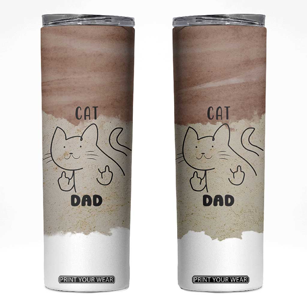 Funny Cat Dad Skinny Tumbler Father's Day Cat Lover Gag Gift TB10 Brown Print Your Wear