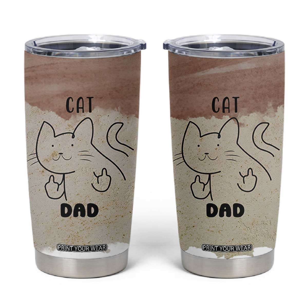 Funny Cat Dad Tumbler Cup Father's Day Cat Lover Gag Gift TB10 Brown Print Your Wear