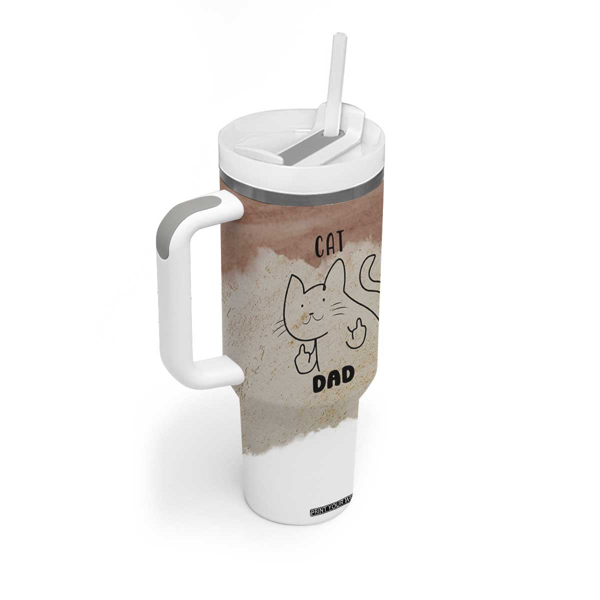 Funny Cat Dad Tumbler With Handle Father's Day Cat Lover Gag Gift TB10 Print Your Wear