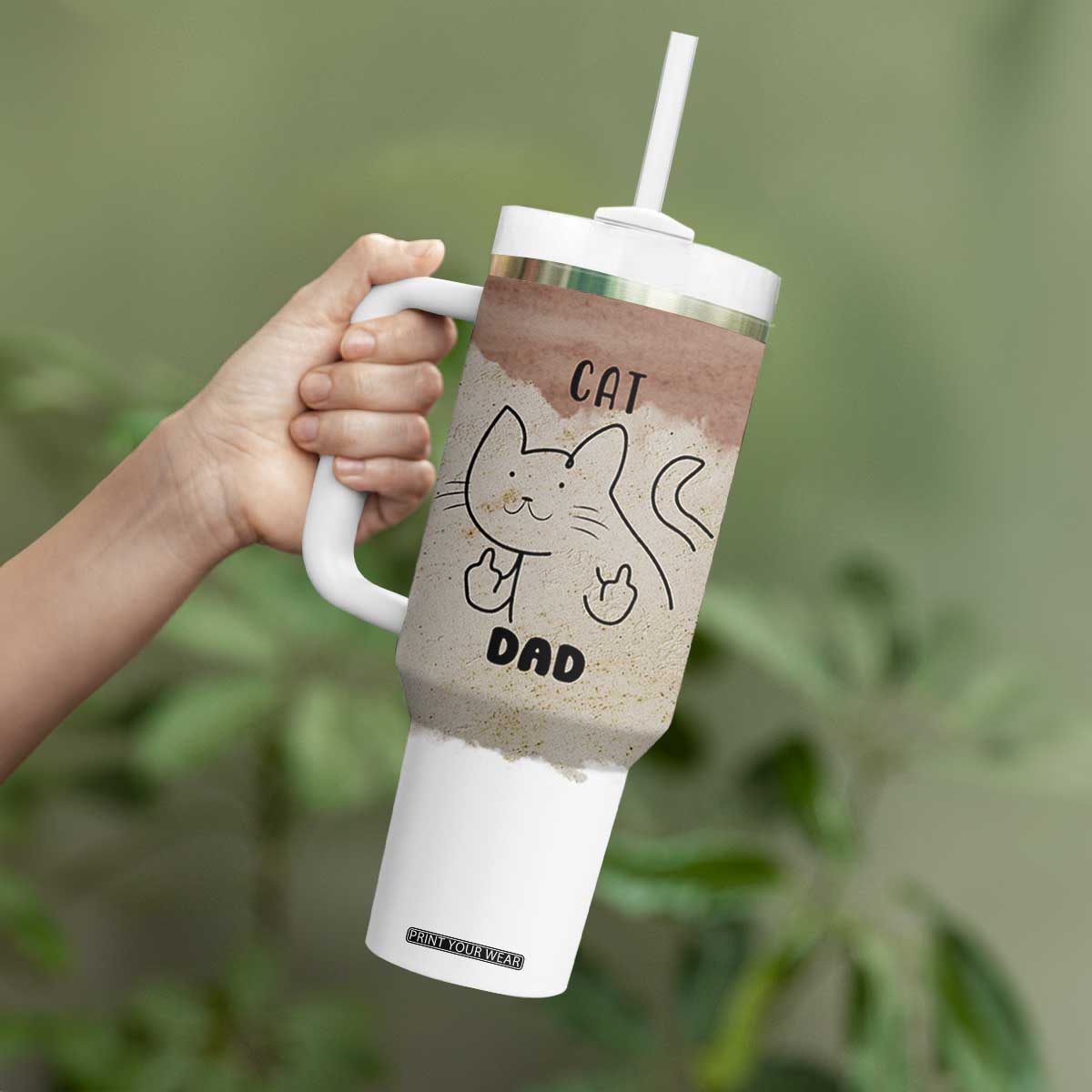 Funny Cat Dad Tumbler With Handle Father's Day Cat Lover Gag Gift TB10 Print Your Wear