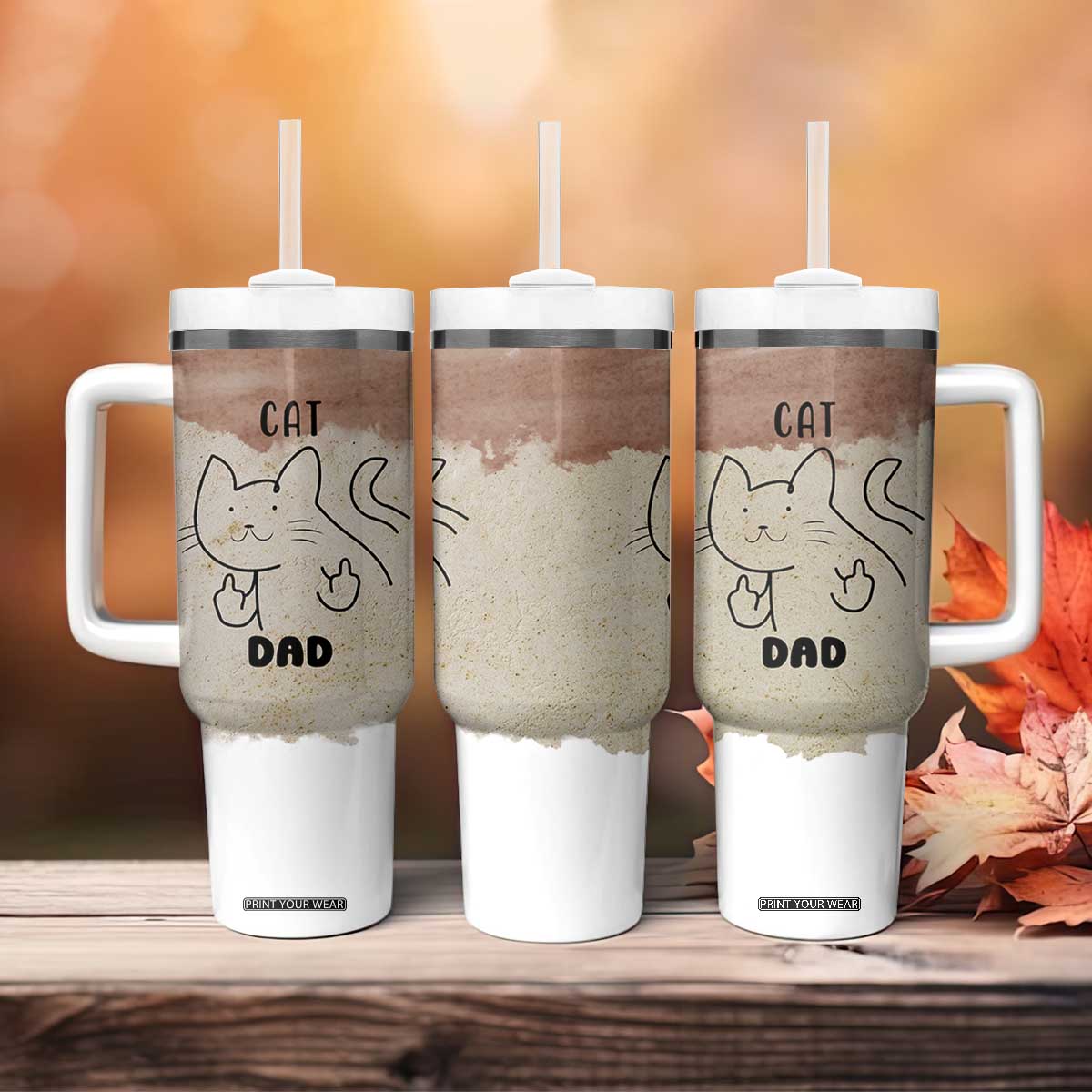 Funny Cat Dad Tumbler With Handle Father's Day Cat Lover Gag Gift TB10 Print Your Wear