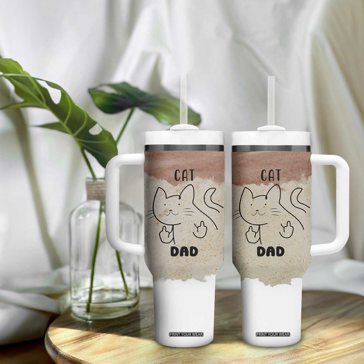 Funny Cat Dad Tumbler With Handle Father's Day Cat Lover Gag Gift TB10 Print Your Wear