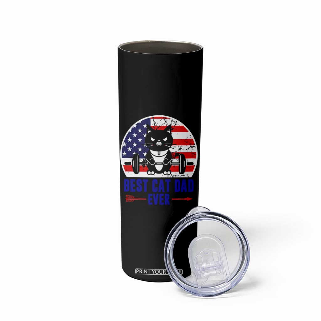 Best Cat Dad Ever Skinny Tumbler Funny Father's Day Cat Lover Gag Gift American Flag TB10 Print Your Wear