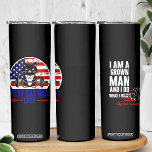 Best Cat Dad Ever Skinny Tumbler Funny Father's Day Cat Lover Gag Gift American Flag TB10 Print Your Wear