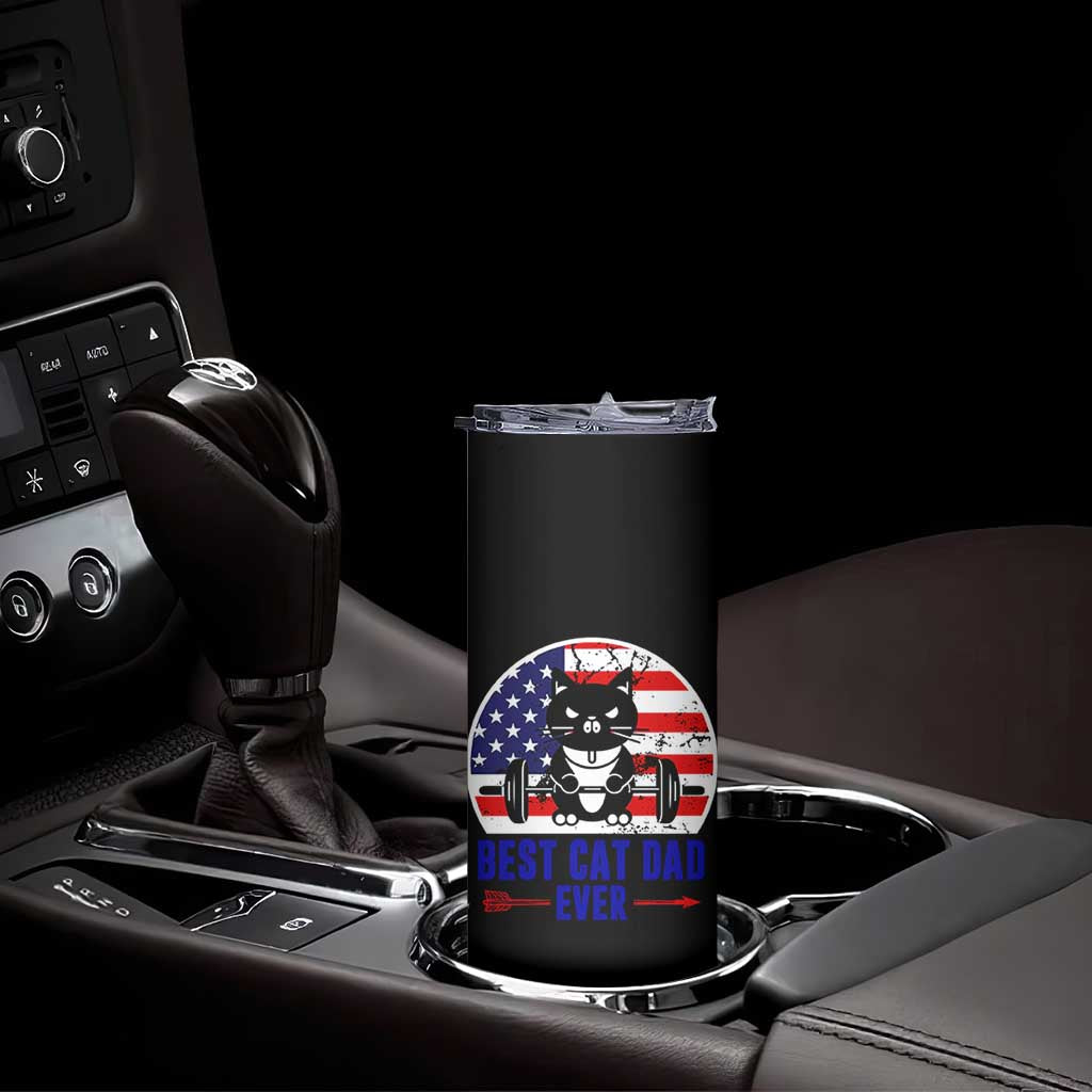 Best Cat Dad Ever Skinny Tumbler Funny Father's Day Cat Lover Gag Gift American Flag TB10 Print Your Wear
