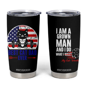 Best Cat Dad Ever Tumbler Cup Funny Father's Day Cat Lover Gag Gift American Flag TB10 Brown Print Your Wear