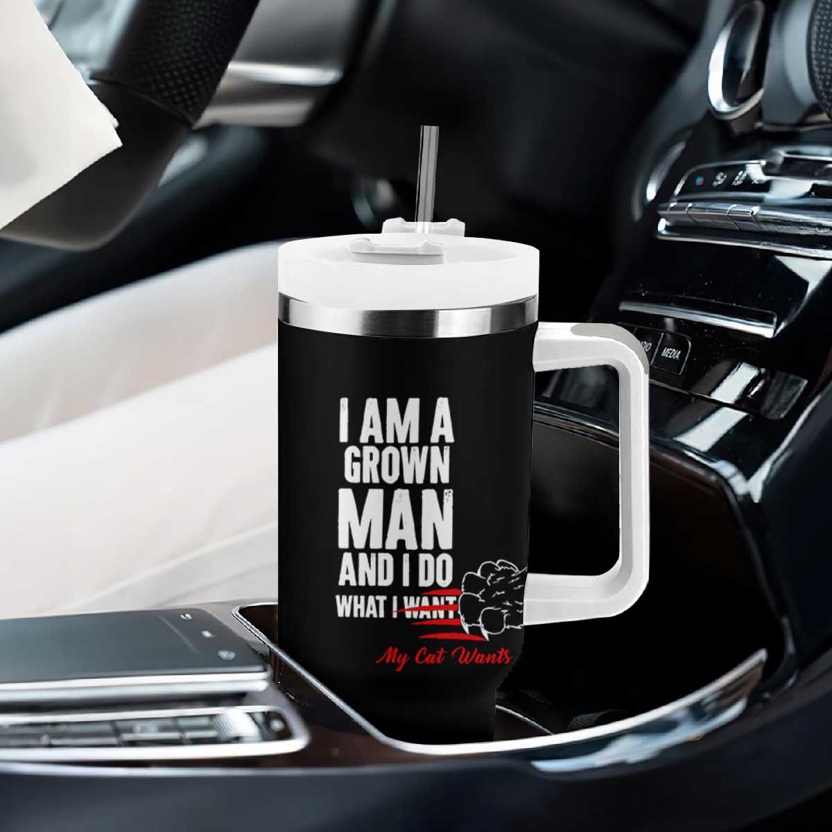 Best Cat Dad Ever Tumbler With Handle Funny Father's Day Cat Lover Gag Gift American Flag TB10 Print Your Wear