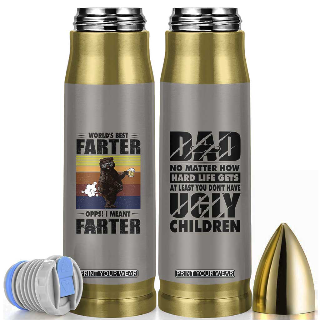 Funny Father's Day Gift For Dad Bullet Tumbler Papa Bear World's Best Farter I Mean Father TB10 Grey Print Your Wear