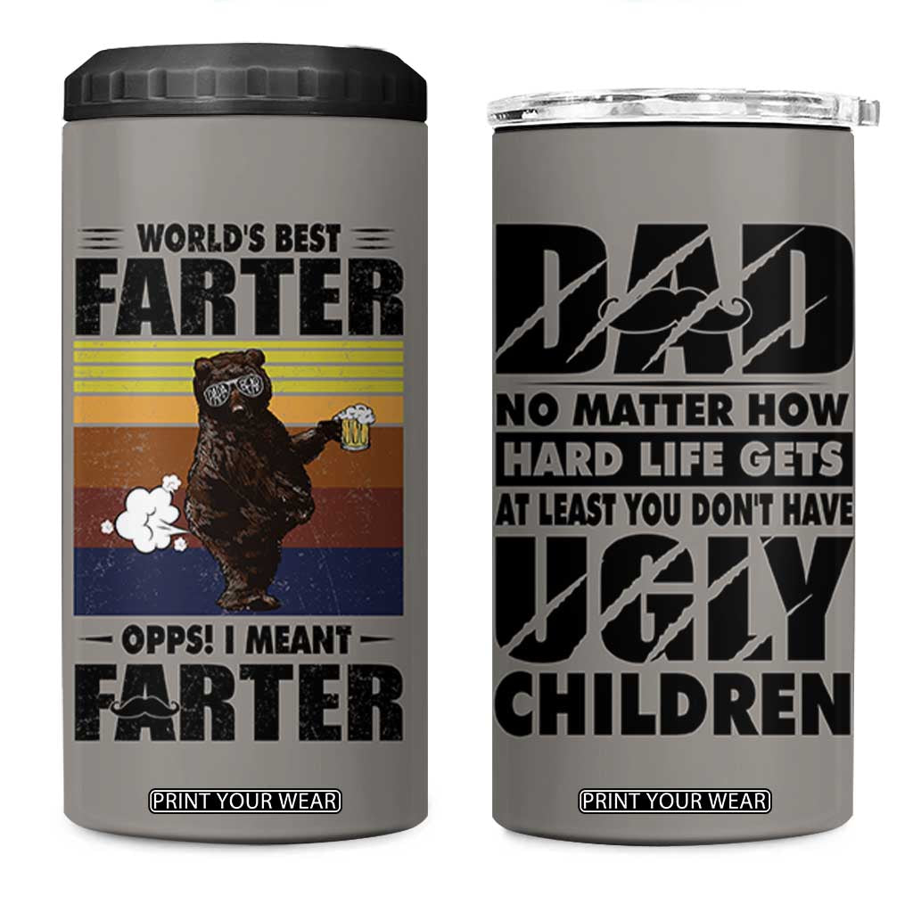 Funny Father's Day Gift For Dad 4 in 1 Can Cooler Tumbler Papa Bear World's Best Farter I Mean Father TB10 One Size: 16 oz Grey Print Your Wear