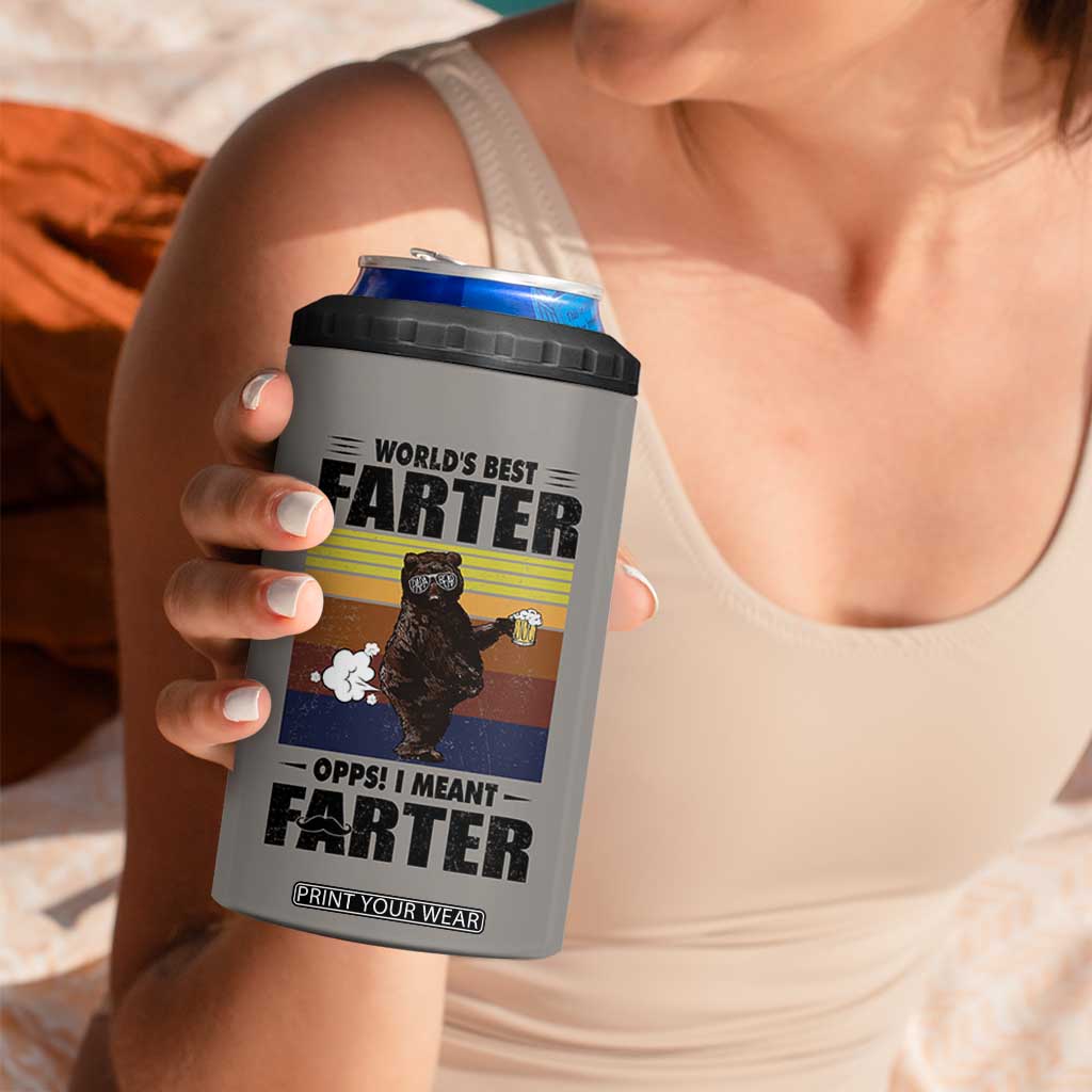 Funny Father's Day Gift For Dad 4 in 1 Can Cooler Tumbler Papa Bear World's Best Farter I Mean Father TB10 Print Your Wear
