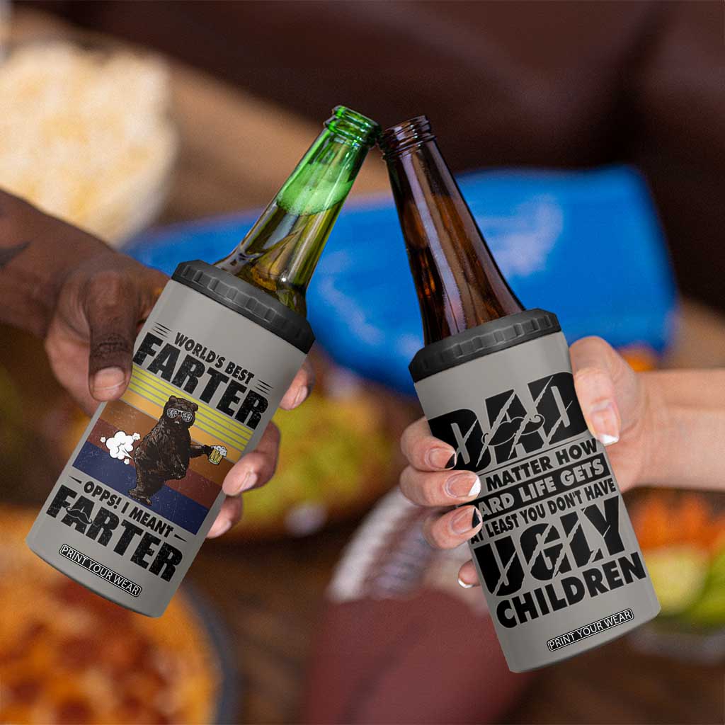 Funny Father's Day Gift For Dad 4 in 1 Can Cooler Tumbler Papa Bear World's Best Farter I Mean Father TB10 Print Your Wear
