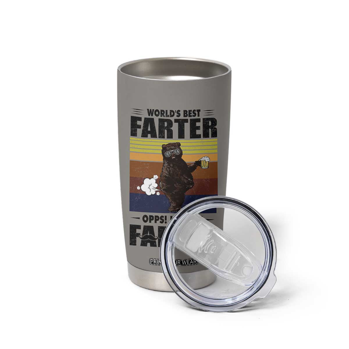Funny Father's Day Gift For Dad Tumbler Cup Papa Bear World's Best Farter I Mean Father TB10 Print Your Wear