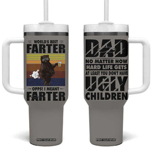 Funny Father's Day Gift For Dad Tumbler With Handle Papa Bear World's Best Farter I Mean Father TB10 One Size: 40 oz Grey Print Your Wear